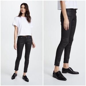 AG Adriano Goldschmied The Legging Ankle Jeans Coated Black Size 26